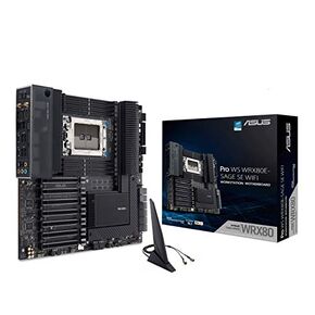 ASUS Pro WS WRX80E-SAGE SE WIFI AMD Threadripper Pro EATX اللوحة الأم (PCIe 4.0, ASMB9-iKVM, 2x10GB LAN, 7xPCIe 4.0 X16 فتحات, 3xM.2,2xU.2 المنافذ، 11 USB 3.2 Gen 2 ، 8 قنوات DDR4 ECC) ECC)