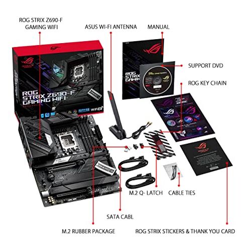 ASUS ROG Strix Z690-F Gaming WiFi 6E LGA1700(Intel 12th Gen) ATX Gaming Motherboard(PCIe 5.0,DDR5,16+1 Power Stages,2.5Gb LAN,BT v5.2,Thunderbolt 4,4xM.2,Front Panel USB 3.2 Gen 2x2 Type-C Connector) in Saudi Arabia
