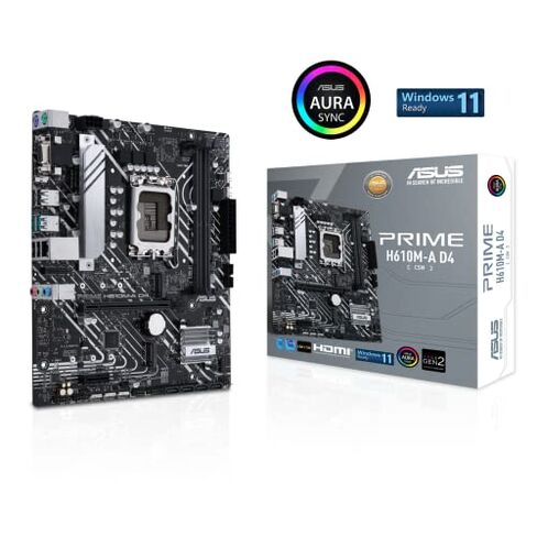 ASUS Prime H610M-A D4-CSM LGA 1700(Intel 12th Gen) Micro-ATX Commercial Motherboard (PCIe 4.0, DDR4, 2xM.2 Slots,1Gb LAN, Rear USB 3.2 Gen 2 Ports, DP/HDMI/D-Sub, SPI-TPM Header, ACCE) in Kuwait