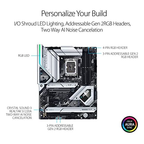 ASUS Prime Z690-A LGA 1700(Intel 12th) ATX Motherboard (16+1 DrMOS,PCIe 5.0,DDR5,4X M.2, Intel 2.5 Gb LAN,USB 3.2 Gen 2 Front Panel Type-C,Thunderbolt™ 4,Aura Sync RGB Lighting) in Kuwait