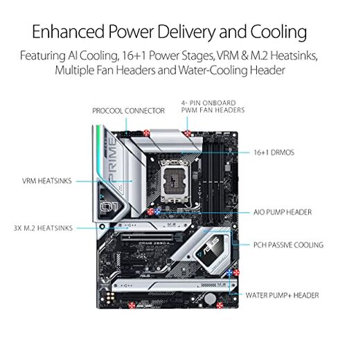ASUS Prime Z690-A LGA 1700(Intel 12th) ATX Motherboard (16+1 DrMOS,PCIe 5.0,DDR5,4X M.2, Intel 2.5 Gb LAN,USB 3.2 Gen 2 Front Panel Type-C,Thunderbolt™ 4,Aura Sync RGB Lighting) in Kuwait