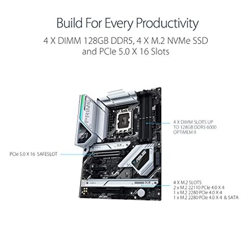 ASUS Prime Z690-A LGA 1700(Intel 12th) ATX Motherboard (16+1 DrMOS,PCIe 5.0,DDR5,4X M.2, Intel 2.5 Gb LAN,USB 3.2 Gen 2 Front Panel Type-C,Thunderbolt™ 4,Aura Sync RGB Lighting) in Kuwait