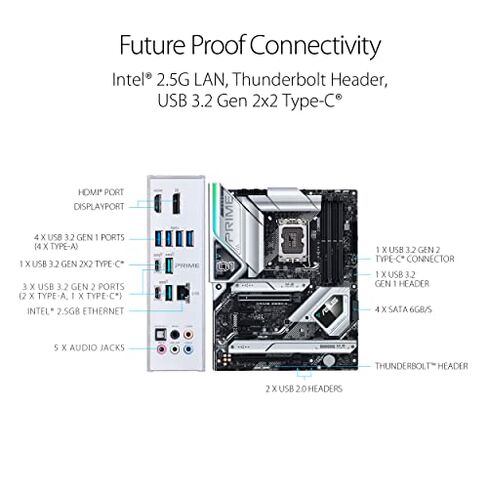 ASUS Prime Z690-A LGA 1700(Intel 12th) ATX Motherboard (16+1 DrMOS,PCIe 5.0,DDR5,4X M.2, Intel 2.5 Gb LAN,USB 3.2 Gen 2 Front Panel Type-C,Thunderbolt™ 4,Aura Sync RGB Lighting) in Kuwait