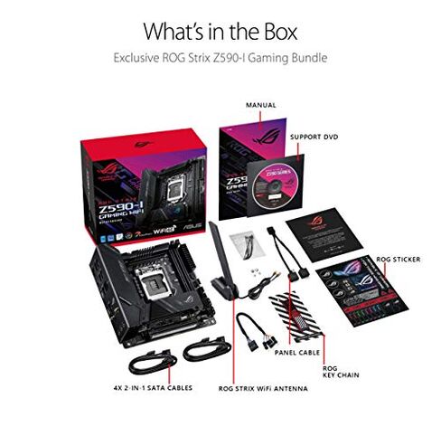 لوحة ألعاب ROG Strix Z590-I Gaming WiFi 6E LGA 1200 (Intel® 11/10th Gen) لوحة ألعاب mini-ITX (PCIe 4.0، 8+2 مراحل الطاقة، Thunderbolt 4 Onboard، 2.5 جيجابايت،USB 3.2 Gen 2 لوحة أمامية Type-C،2x M.2) in Saudi Arabia