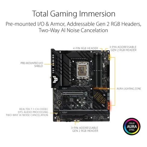 ASUS TUF Gaming Z690-Plus WiFi LGA 1700 (Intel 12th Gen) ATX Gaming Motherboard (PCIe 5.0، DDR5، 4xNVMe SSD، 14+2 مرحلتي الطاقة، واي فاي 6، 2.5GB LAN، USB 3.2 Gen 2 USB-C Port، Thunderbolt 4) in Kuwait