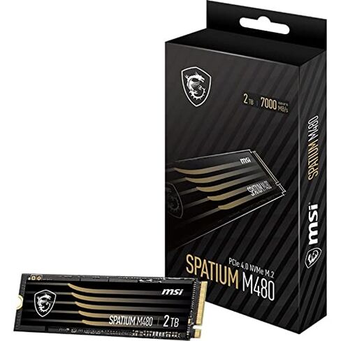 MSI SPATIUM M480 PCIe 4.0 NVMe M.2 2TB 3D NAND SSD، 1400 TBW، PCIe Gen4x4، واجهة NVMe 1.4، واجهة القراءة/الكتابة 7000 ميجا بايت/6800 ميجا بايت في الثانية، S78 440Q150 P83 in Kuwait