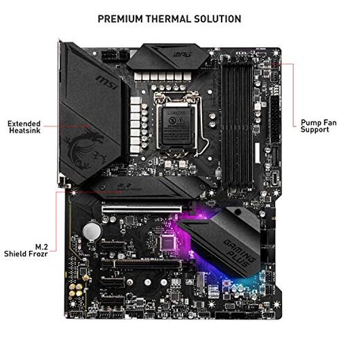 MSI MPG Z490 Gaming Plus Gaming Motherboard (ATX, 10th Gen Intel Core, LGA 1200 Socket, DDR4, CF, Dual M.2 Slots, USB 3.2 Gen 2, 2.5G LAN, DP/HDMI, Mystic Light RGB) in Saudi Arabia