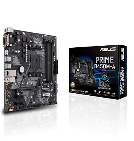 ASUS Prime B450M-A/CSM AMD AM4 (3rd/2nd/1st Gen Ryzen Micro-ATX commercial motherboard (1Gb LAN, ECC Memory, D-Sub/HDMI/DVI-D, TPM header, COM port, ASUS Control Center Express) in Kuwait