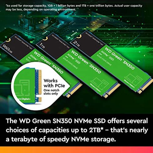 Western Digital 500GB WD Green SN350 NVMe Internal SSD Solid State Drive - Gen3 PCIe, M.2 2280, Up to 2,400 MB/s - WDS500G2G0C in Kuwait
