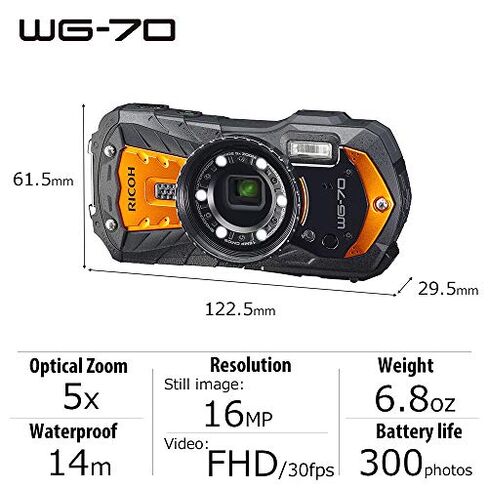 Ricoh WG-70 Black Waterproof Digital Camera 16MP in Saudi Arabia