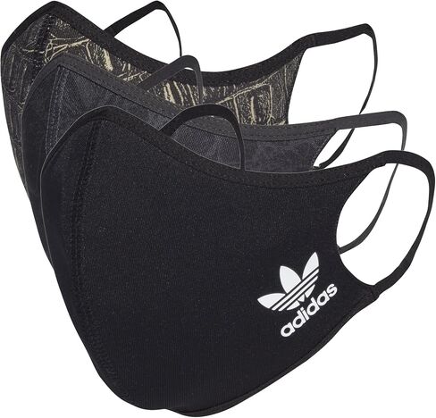 غطاء وجه للجنسين من adidas Originals 3-Stripes، 3 عبوات، نمط الحجر الأسود (متوسط) in Saudi Arabia