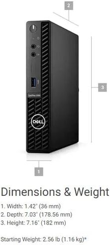 2022 Newest Dell Optiplex 3090 Micro Form Factor Business Desktop, Intel Core i5-10500T, 32GB RAM, 1TB PCIe SSD, DisplayPort, RJ-45, Wi-Fi 6, Bluetooth, Wired Mouse&Keyboard, Windows 11 Pro, Black in Kuwait