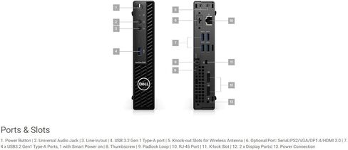2022 Newest Dell Optiplex 3090 Micro Form Factor Business Desktop, Intel Core i5-10500T, 32GB RAM, 1TB PCIe SSD, DisplayPort, RJ-45, Wi-Fi 6, Bluetooth, Wired Mouse&Keyboard, Windows 11 Pro, Black in Kuwait