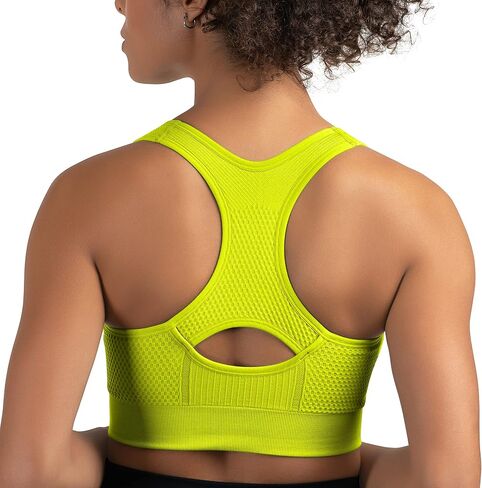 New Balance Women's Seamless MID Impact Zip Front Sport Bra with Removable Pads in Saudi Arabia