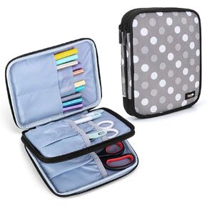 LUXJA Carrying Bag Compatible with Cricut Pen Set and Basic Tool Set, Double-layer Organizer Compatible with Cricut Accessories (Bag Only), Gray Dots