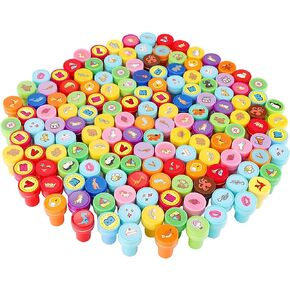 150 Pcs Assorted Stampers for Kids Stamp Set Cute Mini Stamps Self Inking Stamp Kids Printing Stamping Supplies Birthday Party Favors for Crafts Classroom Prize, Animals, Fruits, Food, Human Tasks