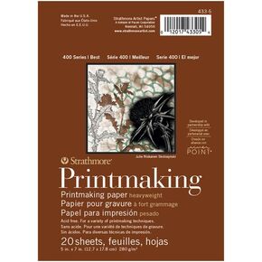 Strathmore (433-5 400 Series Printmaking Pad, Heavyweight, 5"x7", White, 20 Sheets