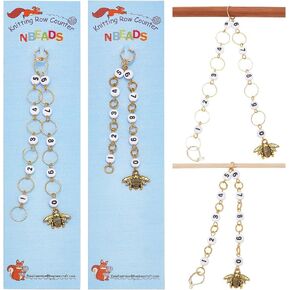 NBEADS 2 Pcs 2 Styles Bees Charm Knitting Row Counter Chains, 0~9 Number Stitch Markers Acrylic Beads Crochet Stitch Marker Charms for Knitting Weaving Sewing Quilting Handmade Jewelry