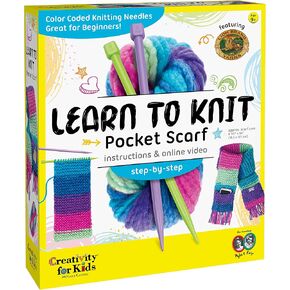 Creativity for Kids Learn to Knit Pocket Scarf - DIY Knitting Kit for Beginners, Kids Craft Kit in Saudi Arabia