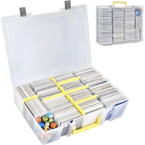 Trading Card Storage Box, 2300+ Playing Card Case Holder Organizer Compatible with PM TCG/for Yugioh/for CAH/for Phase 10/ for Topps Football Baseball Sports Cards (Case Only) - White
