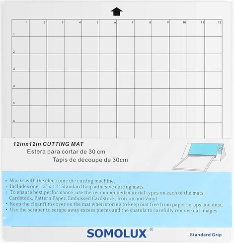حصيرة قطع بمقبض قياسي 12 × 8 3 قطع من سومولوكس، مناسبة لاستبدال آلة القطع الإلكترونية سيلويت من كريكوت، شفافة in Kuwait