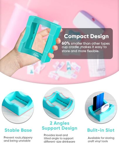 كابيتوب حامل اكواب صغير من السيليكون مع فتحة مدمجة لصناعة الاكواب يستخدم لوضع ملصقات الفينيل للاكواب، حامل اكواب للحرف اليدوية، حامل اكواب بزاويتين يدعم حامل الاكواب الايبوكسي in Kuwait