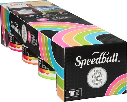 Speedball Fabric Screen Printing Ink Set, 4oz Fluorescent Colors: Hot Pink, Lime Green, Orange & Blue in Saudi Arabia
