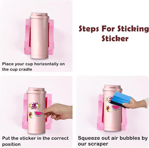 Silicone Cup Cradle for Tumblers with Built-in Slot, Tumbler Holder for Crafts Use to Apply Vinyl Decals for Tumblers, Small Tumbler Stand Cup Holder with Felt Edge Squeegee for Cups Bottles（Cyan in Kuwait