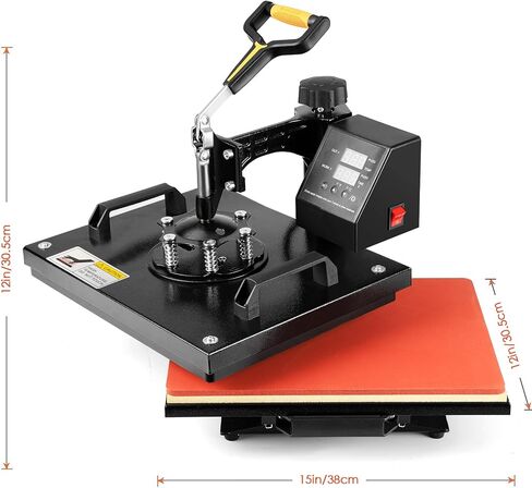ماكينة ضغط حراري TUSY 5 في 1، منزلق للخارج مقاس 12 × 15، ماكينة ضغط حراري صناعية رقمية للقمصان والقبعات والأكواب والأطباق (12 × 15 بوصة) in Kuwait