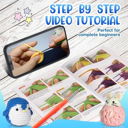 Beginreally Crochet Kit for Beginners, 3Pcs Cute Animals Complete Beginner Crochet Set for Adults and Kids, Crochet Starter Kit with Step-by-Step Video Tutorial and Instruction in Saudi Arabia