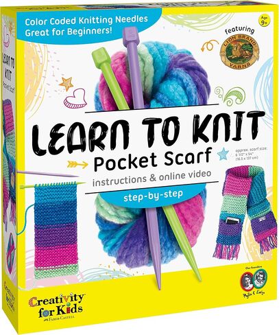 Creativity for Kids Learn to Knit Pocket Scarf - DIY Knitting Kit for Beginners, Kids Craft Kit in Kuwait