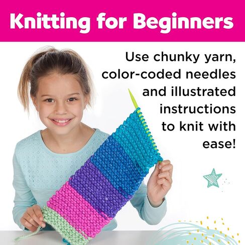 Creativity for Kids Learn to Knit Pocket Scarf - DIY Knitting Kit for Beginners, Kids Craft Kit in Kuwait