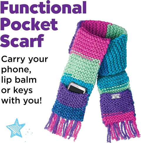 Creativity for Kids Learn to Knit Pocket Scarf - DIY Knitting Kit for Beginners, Kids Craft Kit in Kuwait