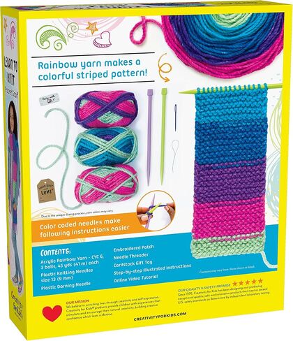Creativity for Kids Learn to Knit Pocket Scarf - DIY Knitting Kit for Beginners, Kids Craft Kit in Kuwait