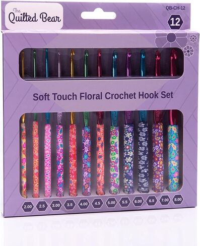 The Quilted Bear Crochet Hooks - Premium Soft Grip Floral Crochet Hooks with Ergonomic Polymer Clay Handle Full Range of Hook Sizes Available! (2.0mm) in Saudi Arabia