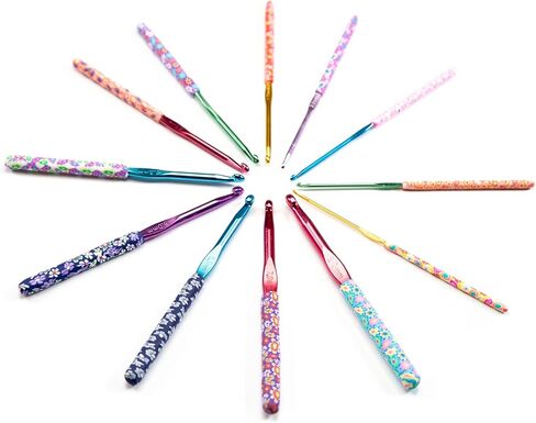 The Quilted Bear Crochet Hooks - Premium Soft Grip Floral Crochet Hooks with Ergonomic Polymer Clay Handle Full Range of Hook Sizes Available! (2.0mm) in Saudi Arabia