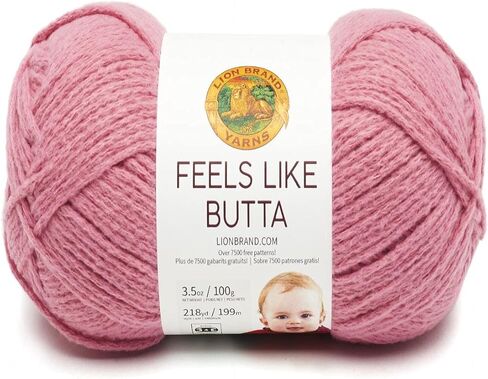 Lion Brand Yarn Feels Like Butta Yarn, Velvety-Soft Yarn for Crocheting and Knitting, 1 Pack, Dusty Pink in Kuwait