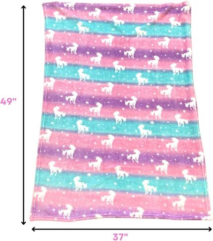 طقم بطانية رمي وحيد القرن من كلوب ليبي لو للفتيات والحيوانات المحشوة من الصوف الناعم ذو الزبدة (94 سم × 124 سم) in Kuwait