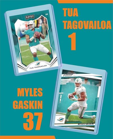 Miami Dolphins Cards: Tua Tagovailoa, Myles Gaskin, Jerome Baker, Devante Parker, Mike Gesicki, Dan Marino, Mark Duper Assorted Football Stars & Legends Trading Card & Wristbands Bundle in Saudi Arabia