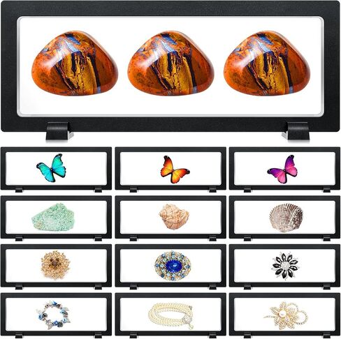 Harloon 12 Pcs 3D Floating Display Case, Black, 3 Size, Square in Kuwait
