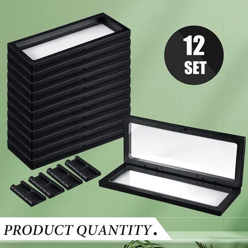 Harloon 12 Pcs 3D Floating Display Case, Black, 3 Size, Square in Kuwait