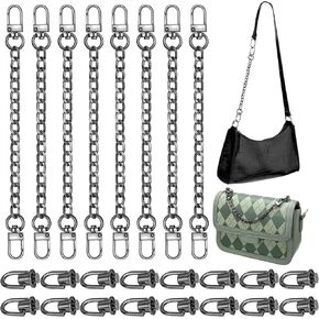24 Pcs Purse Chain Strap D Ring Rivets Set Flat Purse Strap Extender Replacement Crossbody Chain Metal D Ring Stud Screw Post Head Buttons Handbag Chains Accessories for Shoulder Bag (Black)