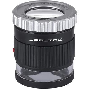 عدسة JARLINK 30X للمجوهرات، مكبر طول بؤري قابل للتعديل مع 3 مصابيح LED للأحجار الكريمة والمجوهرات والعملات المعدنية والطوابع وما إلى ذلك (أبيض)