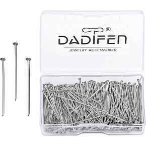 304 Stainless-Steel Eye Pins for Jewelry Making Silver Head Pins 24 Gauge 0.6x15mm 800pcs/Box Open Eye Pins for DIY Making Earring Necklace Bracelets Dangle Charm Jewelry Findings Eyepins