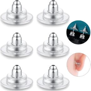 3-Pairs 925 Sterling Silver Earring Backs Replacements for Diamond Studs,14K White Gold Plated Hypoallergenic Secure Earring Backs (White Gold)