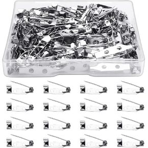 100 Pcs Bar Pins Backs Safety Clasp, Locking Pins Silver Brooch Clasp Pins Bar Jewelry Pins for Badges DIY Craft Sewing Baby Shower Wedding Name Tags (25mm)