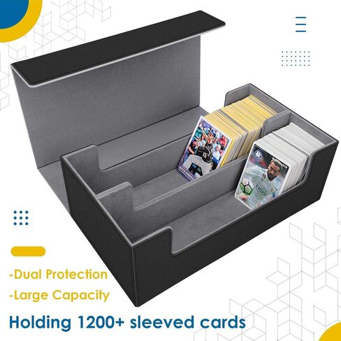 Homthy 1800+ Card Deck Case for Trading Cards, Leather Magnetic Closure Commander Card Storage Box Magic Card Protectors Fit for MTG TCG and Sport Cards in Kuwait