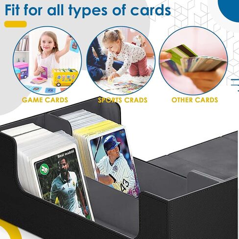 Homthy 1800+ Card Deck Case for Trading Cards, Leather Magnetic Closure Commander Card Storage Box Magic Card Protectors Fit for MTG TCG and Sport Cards in Kuwait