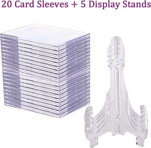 Cards Sleeves Top Loaders 10 Hard Acrylic Card Protector Clear Card Brick + 2 Display Stand Fit for Trading Cards,Standard Sports Cards,Baseball Card Holder Cases Collectibles Card Protectors in Saudi Arabia