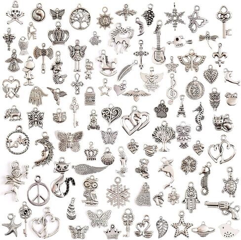 Keyzone Wholesale 100 Pieces Mixed Charms Pendants DIY for Jewelry Making and Crafting in Saudi Arabia